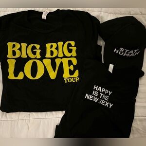 Michael Franti NWOT Happy is the New Sexy Tee, Big Big Love Tee & STAY HUMAN Hat
